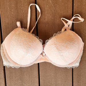 Dream Angels Push Up Bra in Light Pink w Iridescent Lace - 32D